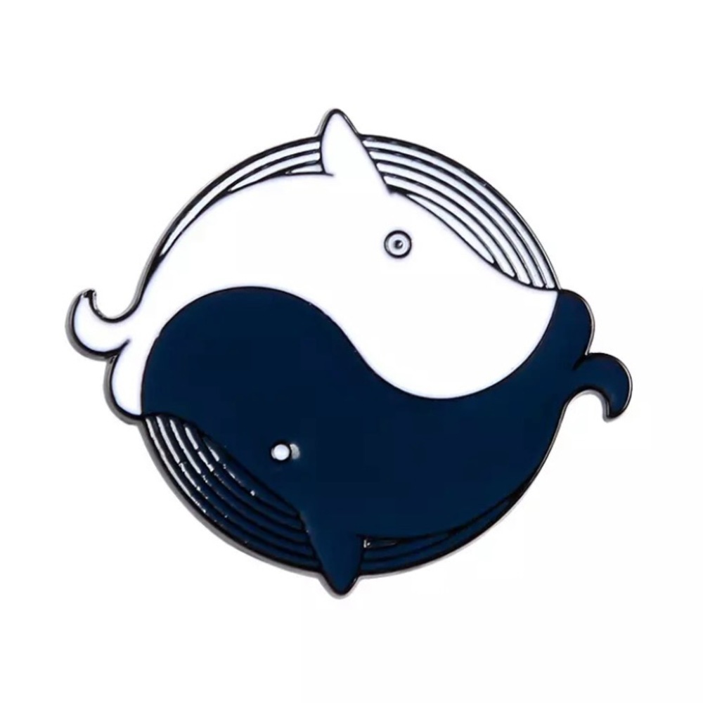 6/$30 Yin Yang Whales Enamel Pin